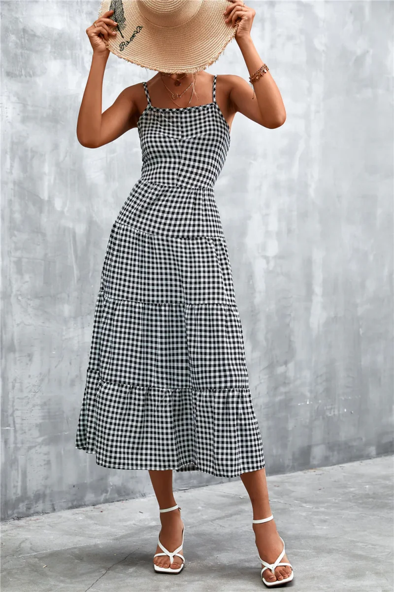 Vestido midi mujer verano cuadros estilo vichy varios colores - Imagen 6