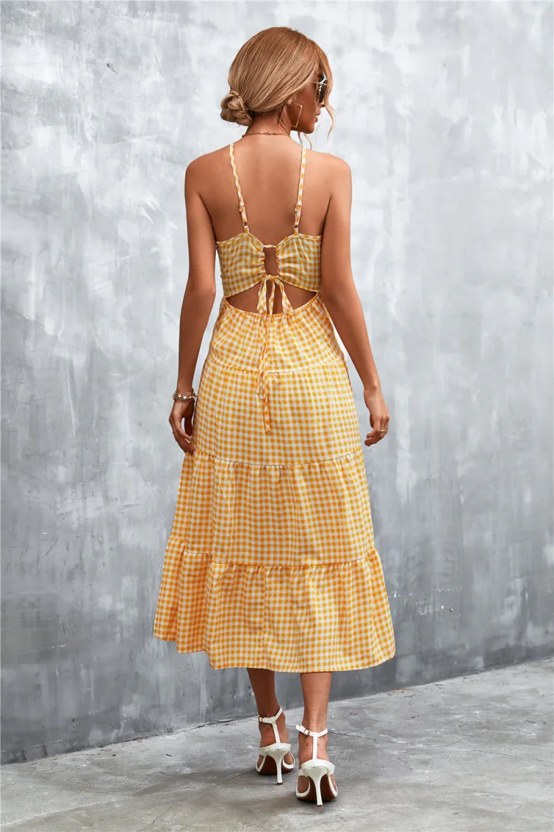 Vestido midi mujer verano cuadros estilo vichy varios colores - Imagen 3