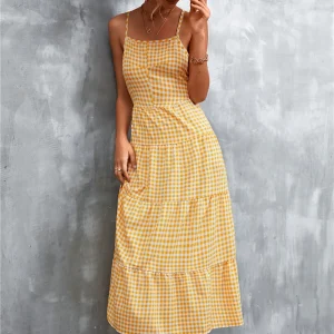 Vestido midi mujer verano cuadros estilo vichy varios colores